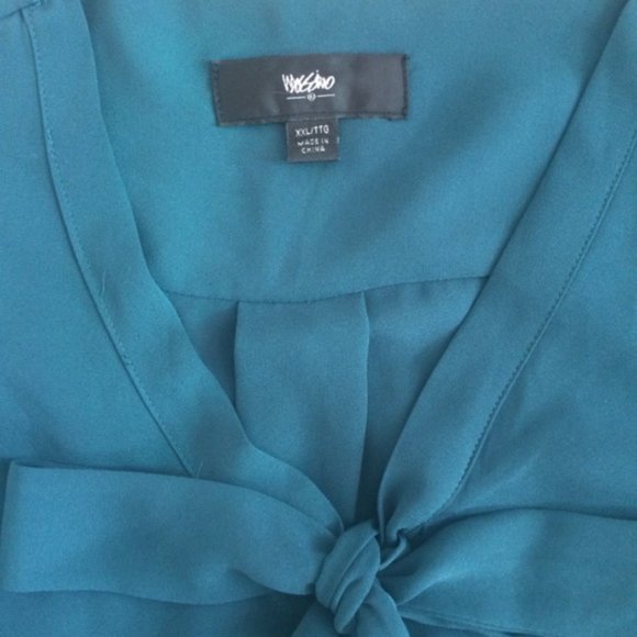 Mossimo Teal Blouse With Cute Tie - Picture 2 of 5